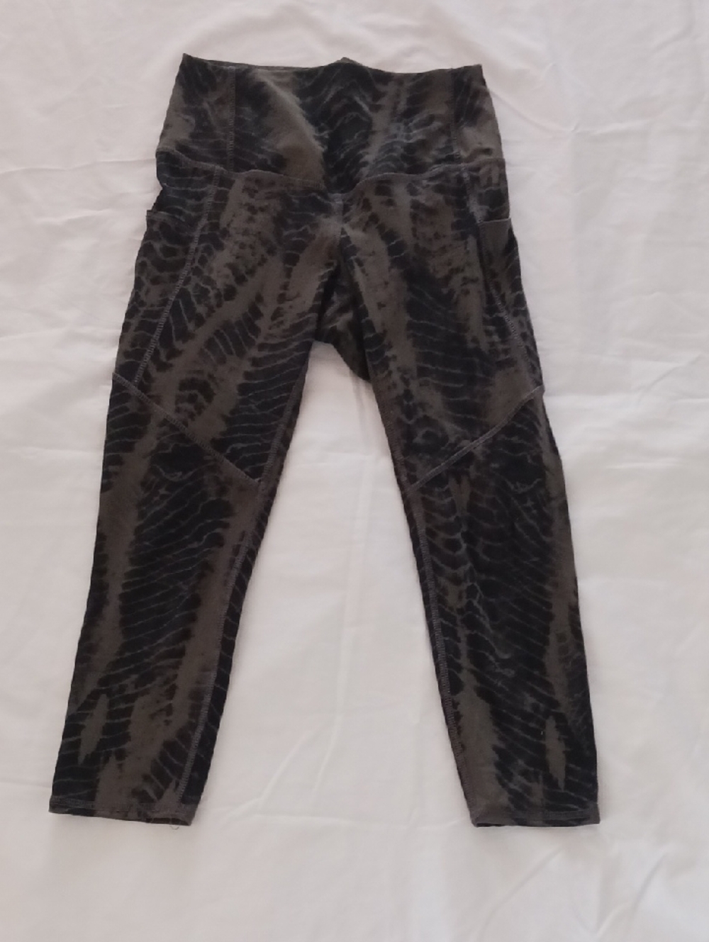 Evolution and Creation Black and Gray and Olive Print Leggings.